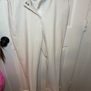 Nicole Miller Cream High-Waisted Trousers